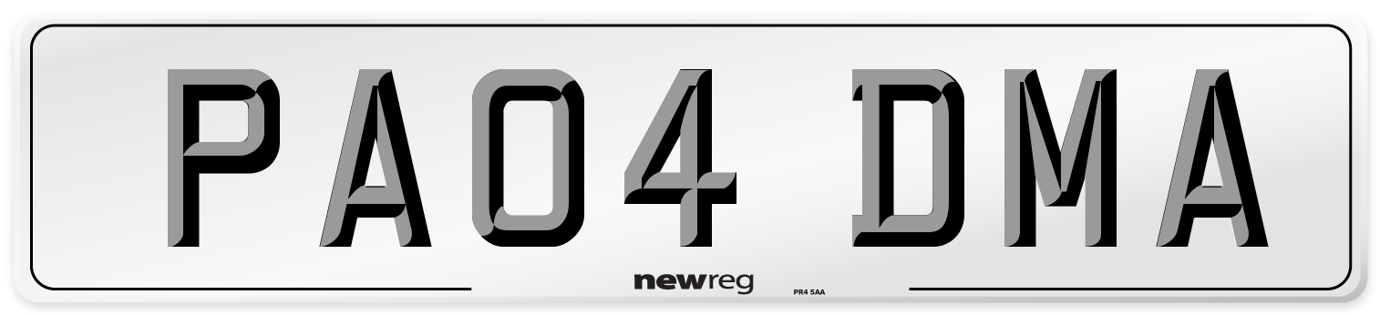 PA04 DMA Number Plate from New Reg